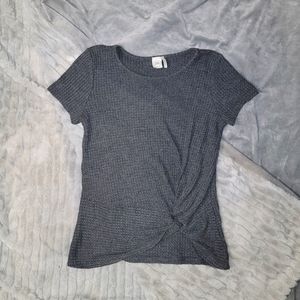womens grey knotted top